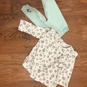 Baby Girl Carter 3-6 M Fleece Tunic And Cotton Pants Blue Gray White Snow Winter